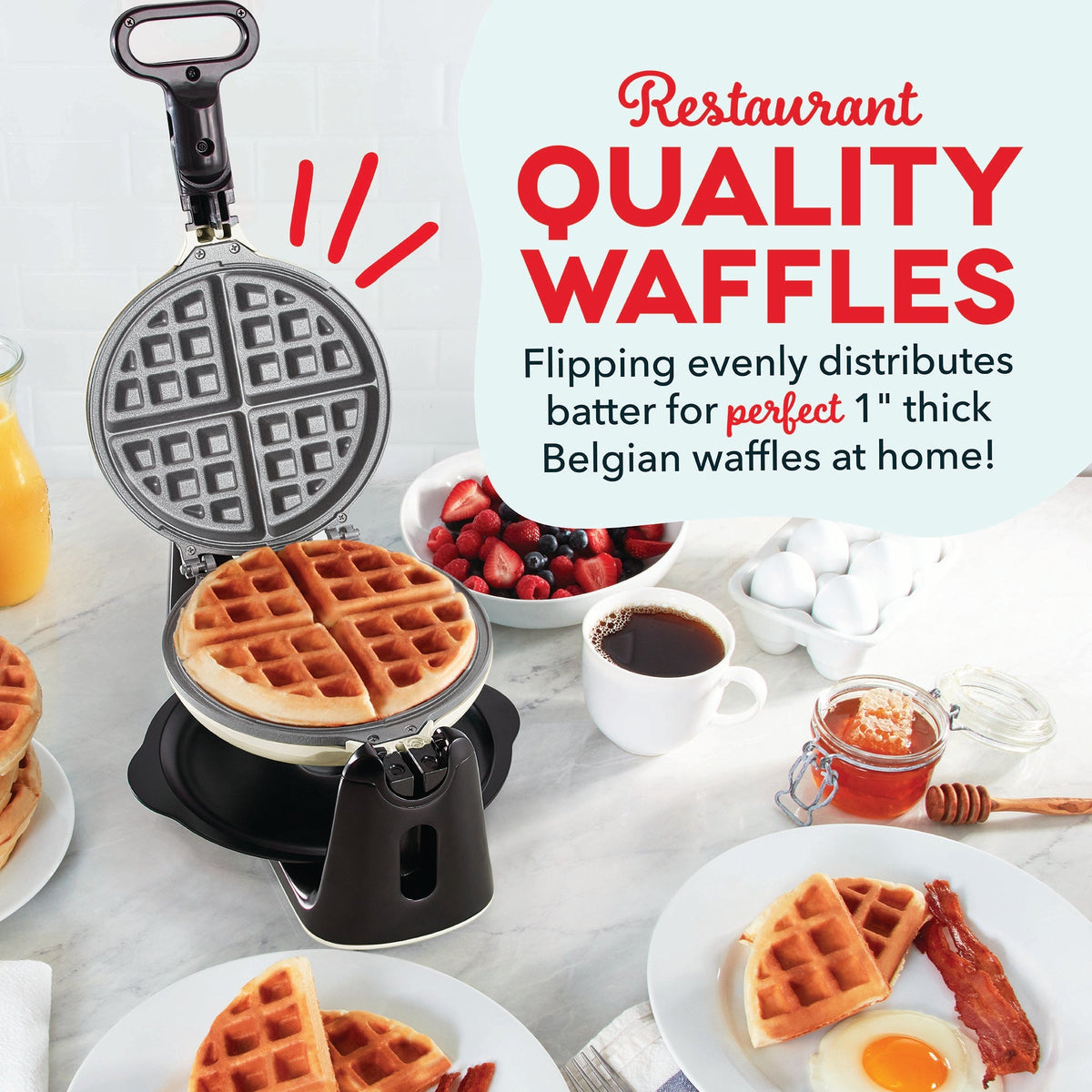 Ceramic Nonstick Flip Belgian Waffle Maker