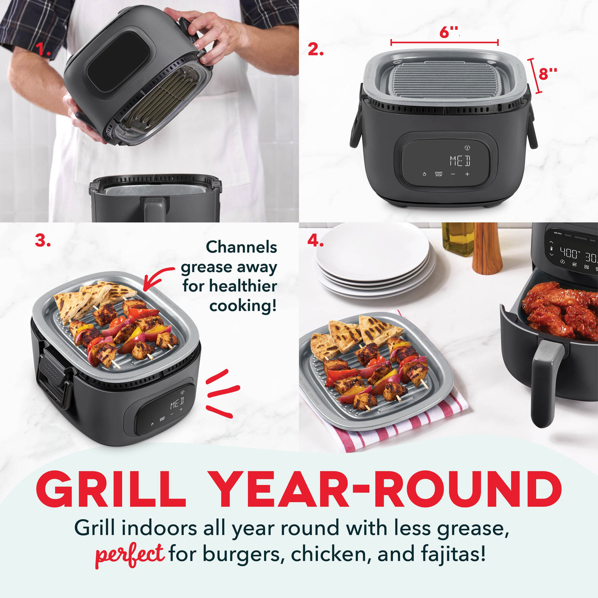 Flip & Fry™ Digital 2-in-1 Grill + Air Fryer